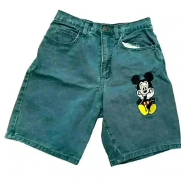 Disney Mickey Inc Turquoise Shorts‎ Girls Large embroidered Mickey Mouse Bermuda - Picture 5 of 9